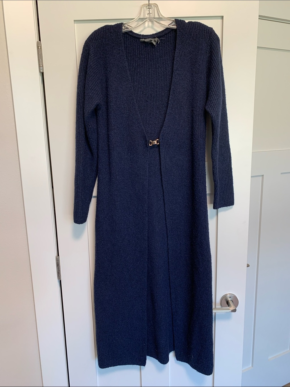 Anthropologie Navy Long Knit Open Cardigan